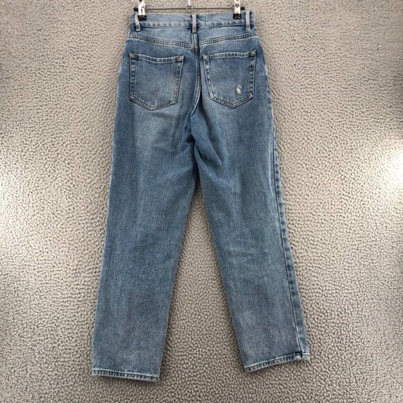 PacSun Jeans Womens 24 Blue High Rise Straight Distressed Light Wash Button Fly - Picture 3 of 12